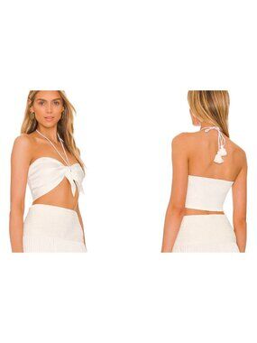 NWT Alice + Olivia Livia Halter Top Crop White Size 0